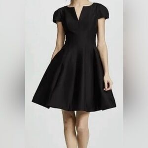 Halston Heritage Silk/Cotton Fit and Flare Little Black Dress